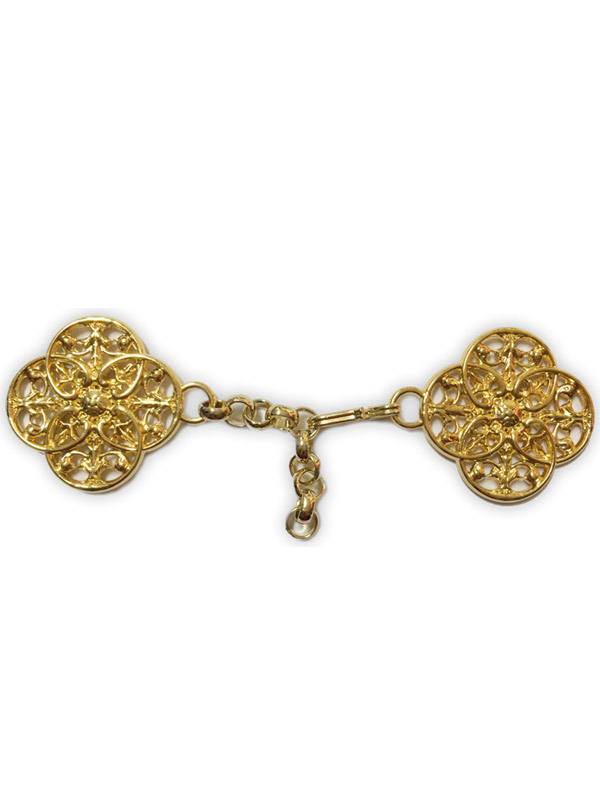 Gancio alamaro dorato con cerchi per Piviale completo di catena - Giusmery Confezioni