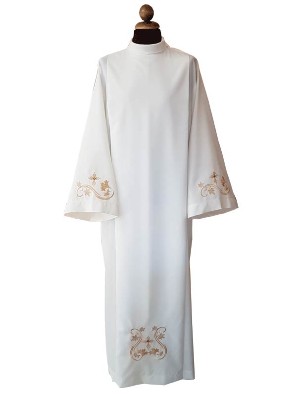 Camice da sacerdote avorio con piegoni e cerniera misto lana - Giusmery Confezioni