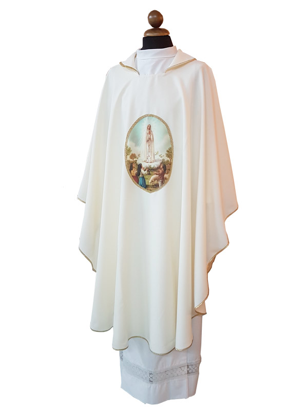 Casula liturgica sacerdotale con immagine fatima - Giusmery Confezioni