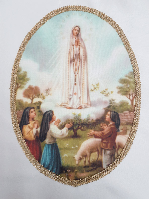 Casula liturgica sacerdotale con immagine Fatima