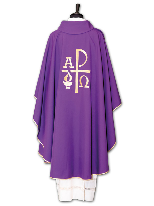 Casula da sacerdote con ricamo oro lurex