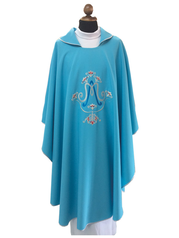 Casula sacerdotale mariana con ricamo diretto - Giusmery-Confezioni