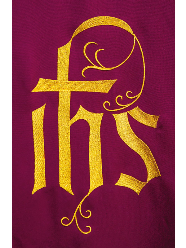 Coprileggio liturgico con ricamo IHS