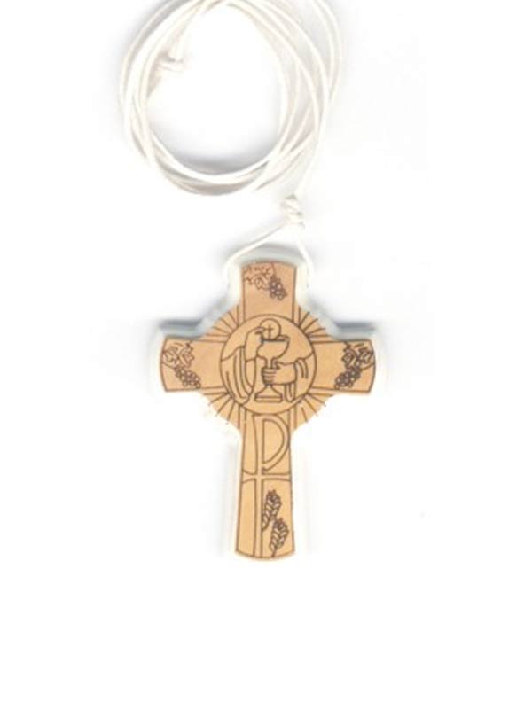 Croce Prima Comunione in olivo con incisione - Giusmery Confezioni