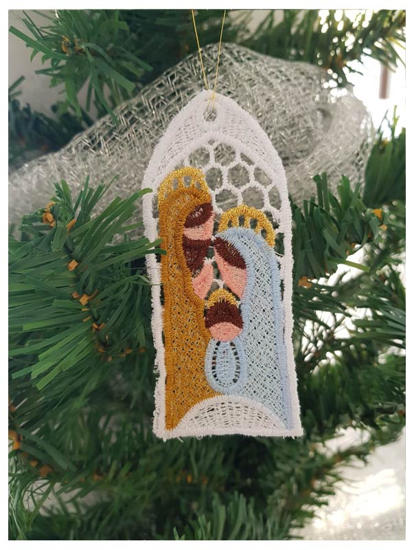 Addobbo per natale con nascita ricamato a colori - Giusmery-Confezioni