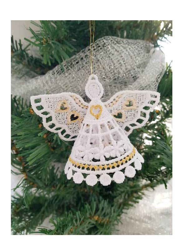 Addobbi per Natale con angeli ricamati