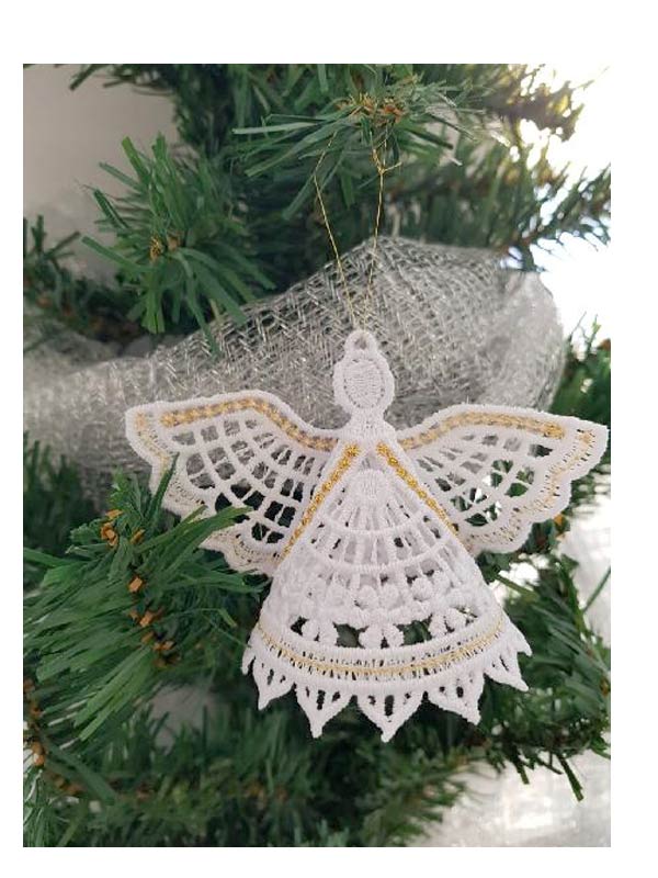 Addobbi per Natale con angeli ricamati