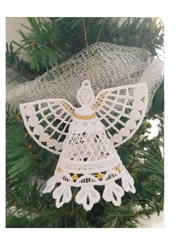 Addobbi per Natale con angeli ricamati