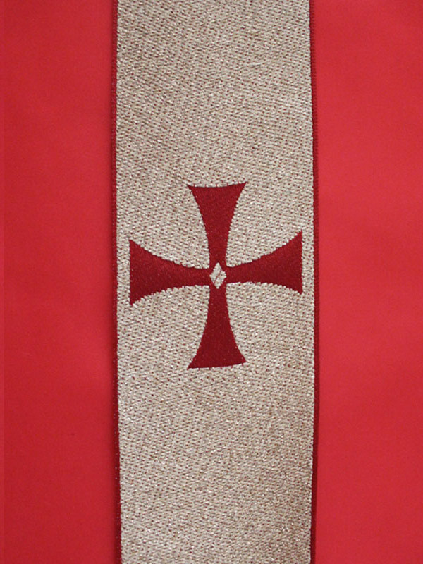 Gallone per Casula con ricamo Croce colore rosso - Giusmery-Confezioni