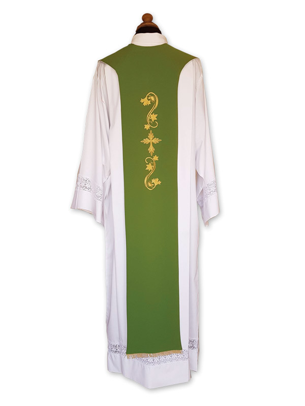Tristola bicolore liturgica sacerdotale verde avorio