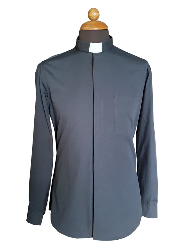 Camicia collo clergy di colore grigio scuro - Giusmery-Confezioni