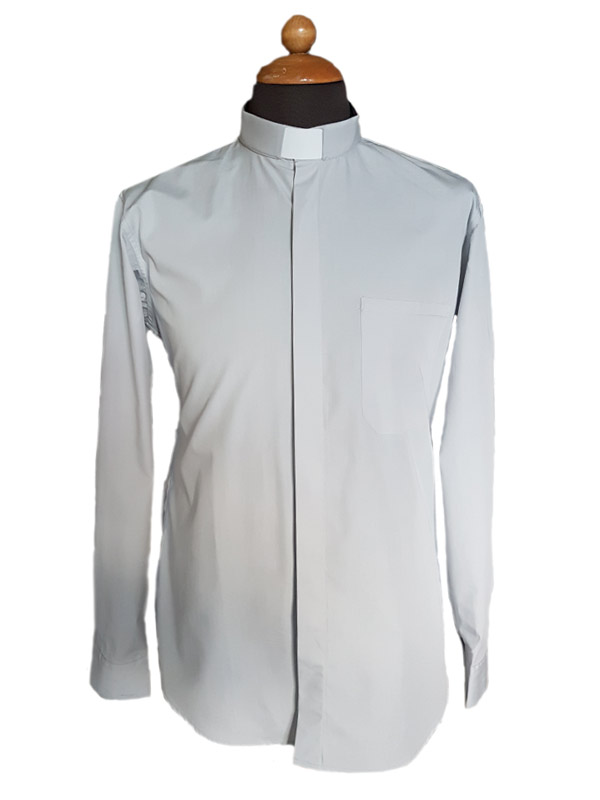 Camicia collo clergy di colore grigio chiaro