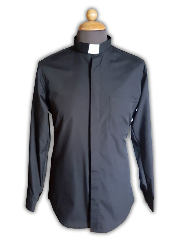 Camicia collo clergy di colore nero